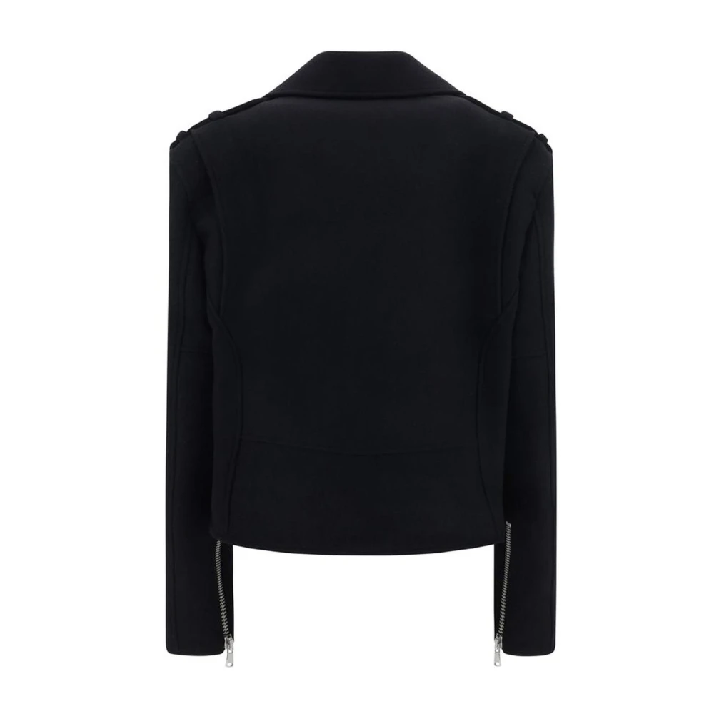 Balmain Wollen jas met ritssluiting Black Heren