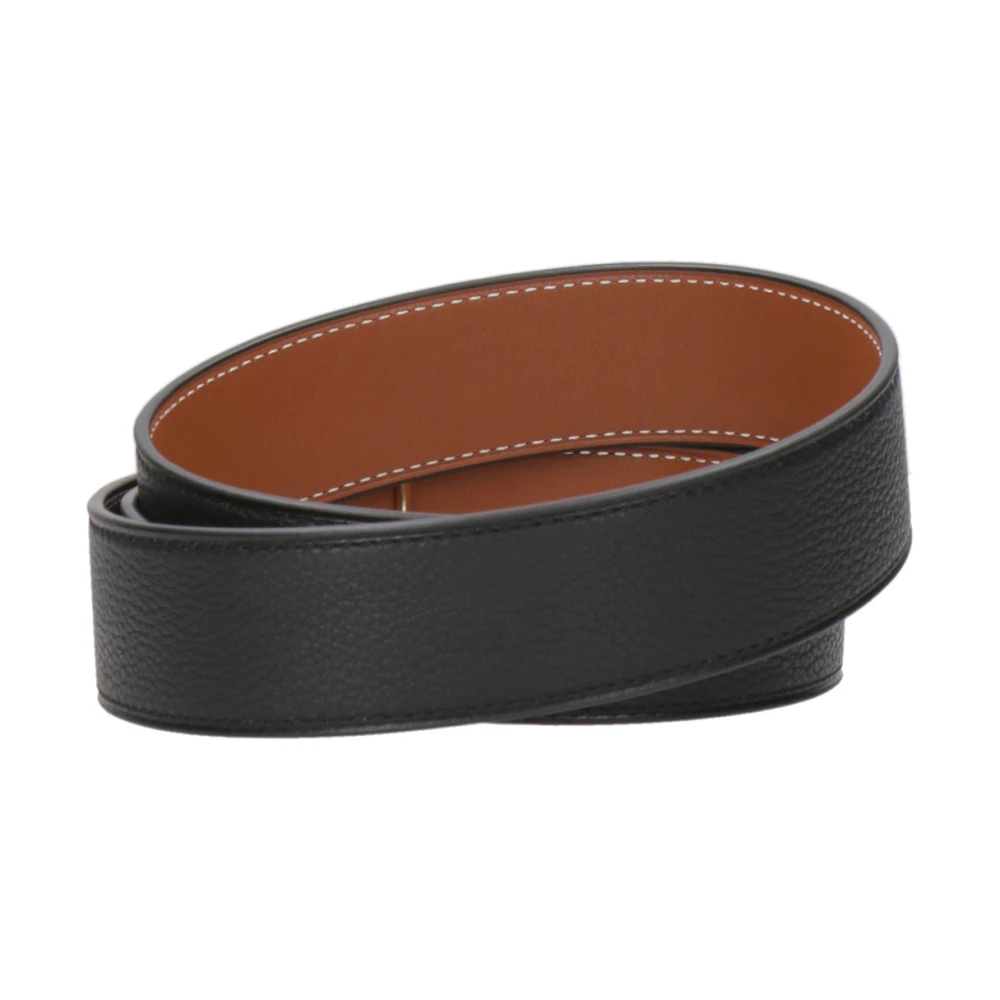 TORY BURCH Riem van generfd leer met logo-gesp Black Dames