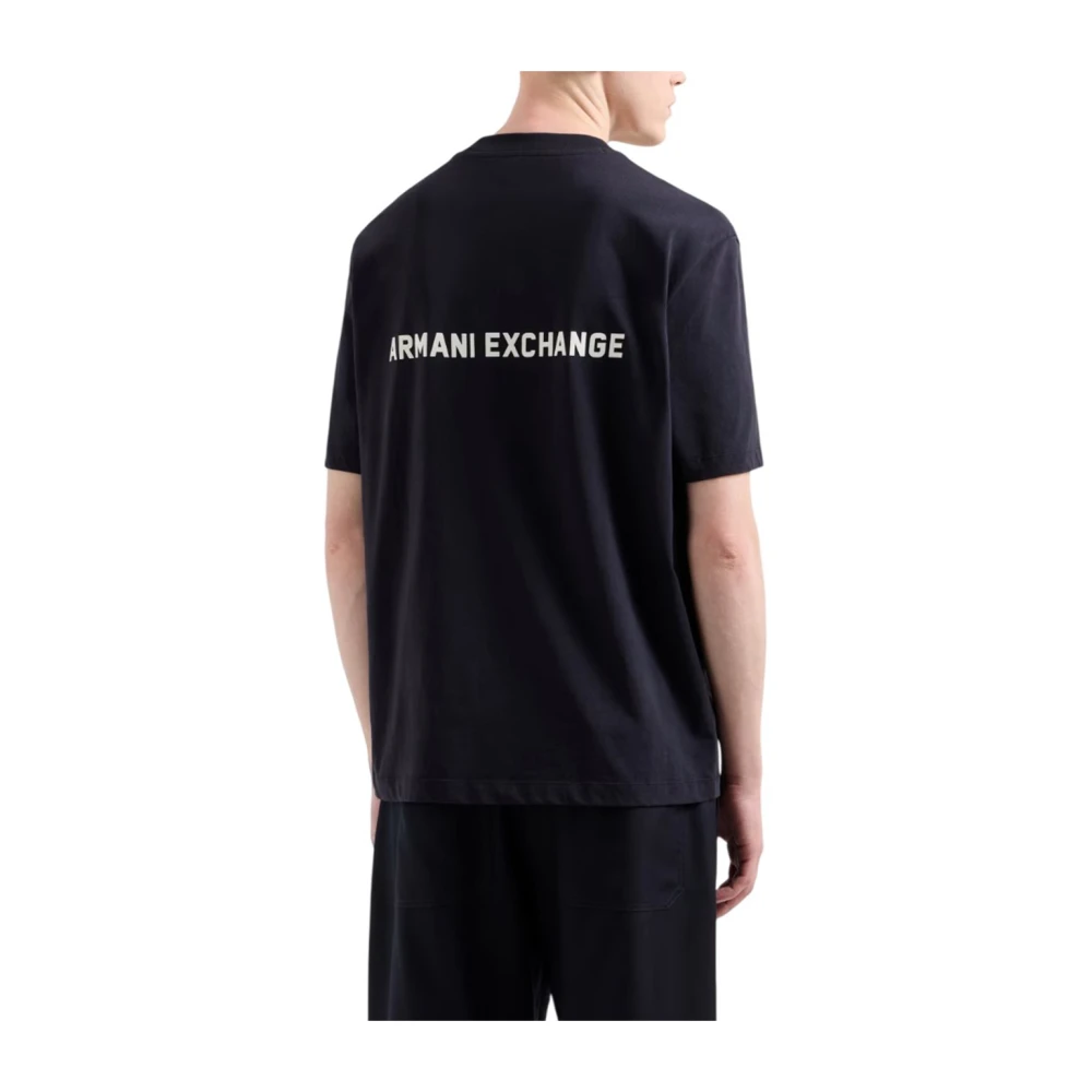 Armani Exchange Casual Logo T-Shirt Short Sleeve Blue Heren