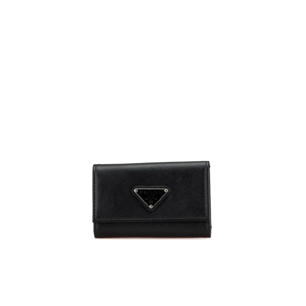 Prada Vintage Women's Black Pre-Owned Saffiano Key Holder