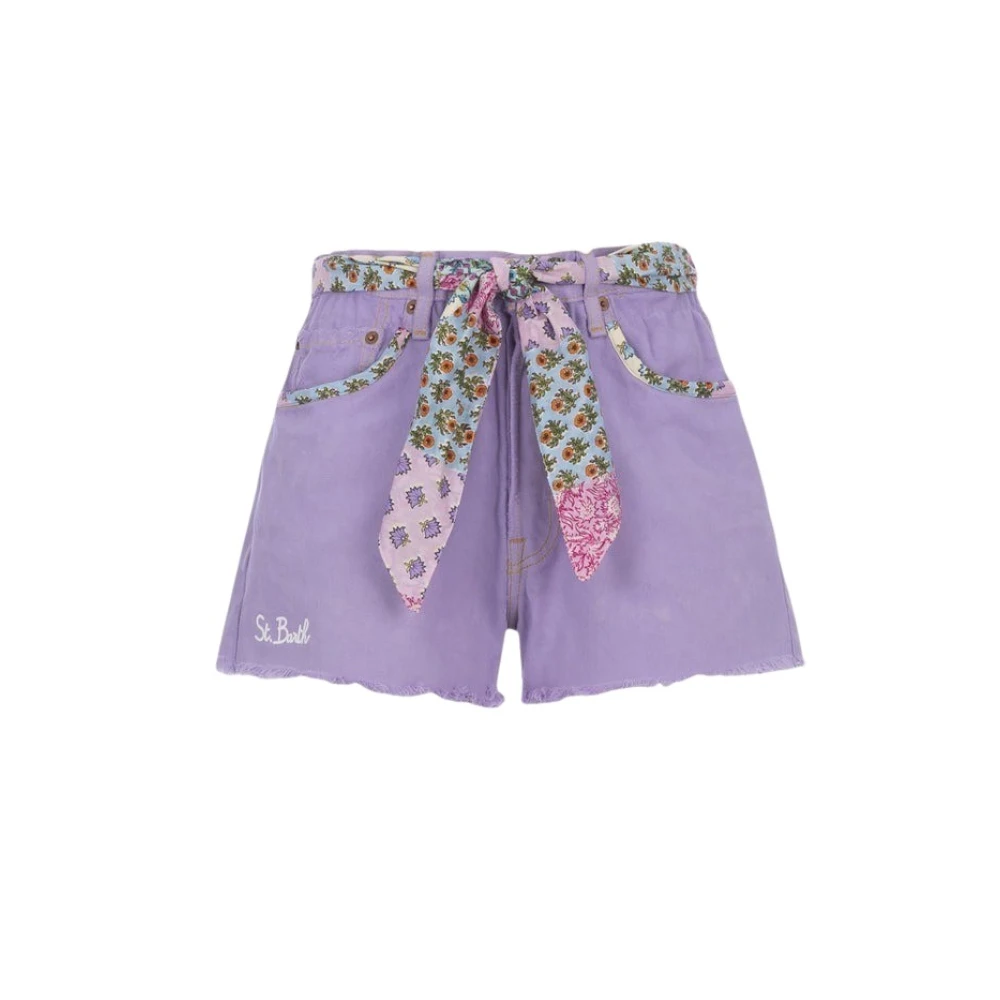 MC2 Saint Barth Denim Patch Shorts Purple Dames