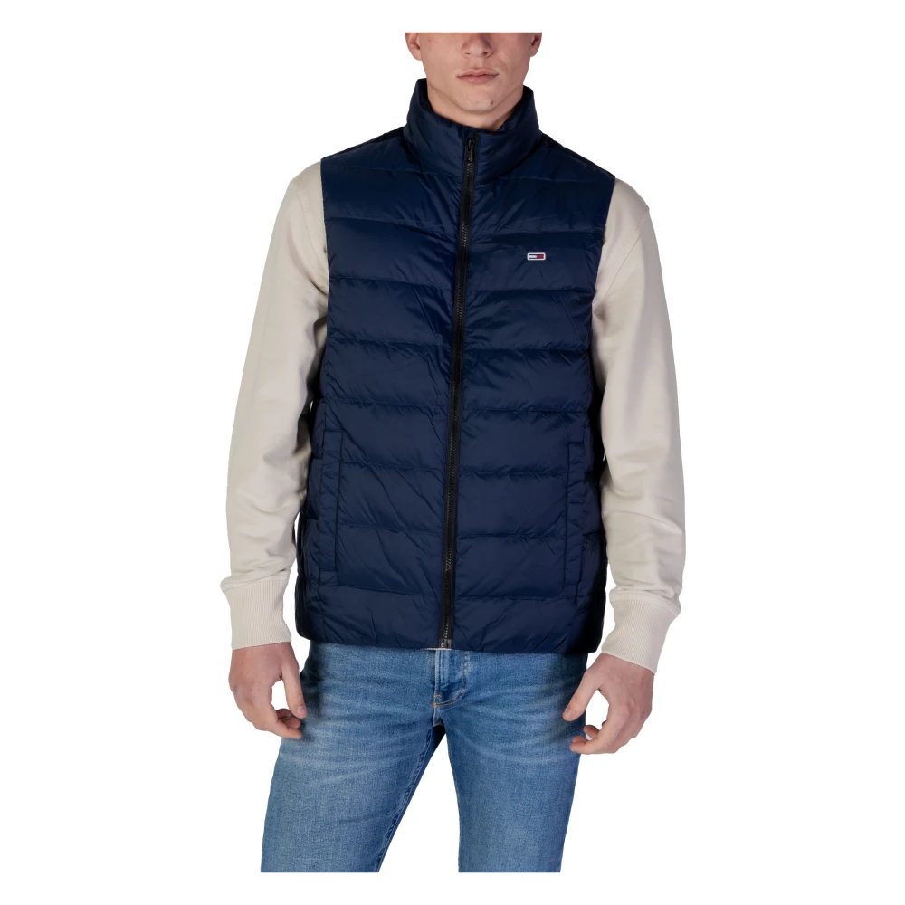 Tommy Jeans Men's Blue Sleeveless Zip-Up Plain Jacket