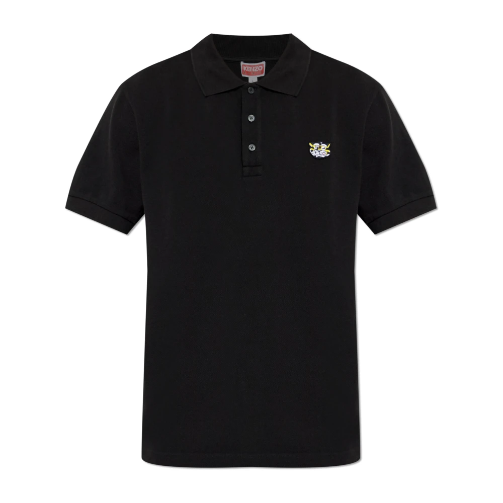 Kenzo Men's Black Polo Shirts, Xl, Polo With Patch