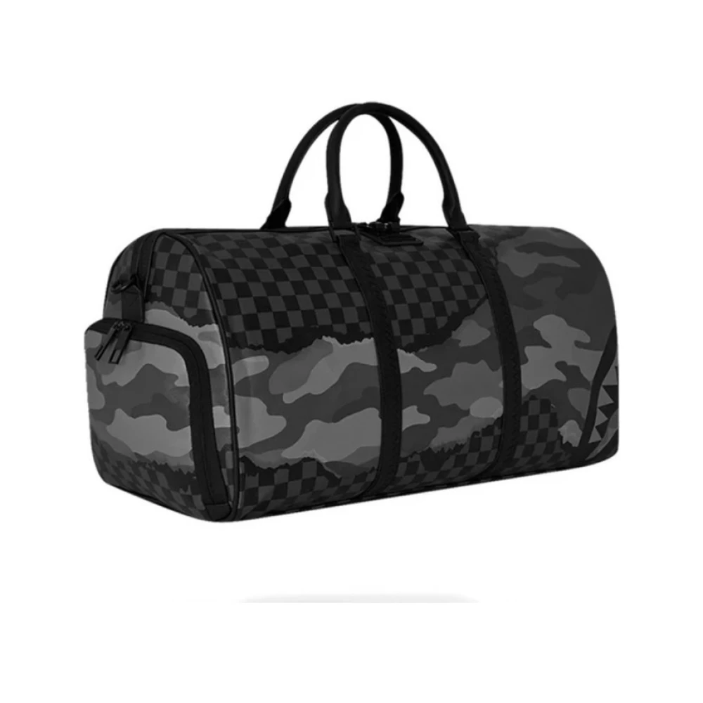 Sprayground Zwarte Camo Tear Duffle Tas Black Dames