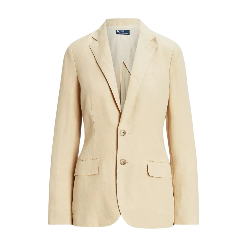 Ralph Lauren Linnen Blazer Relaxed Fit Beige Dames