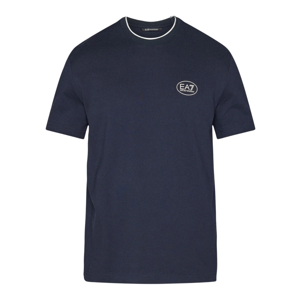 Emporio Armani Ea7 Herr Blå Toppar S, Bomull, Jersey T-Shirt