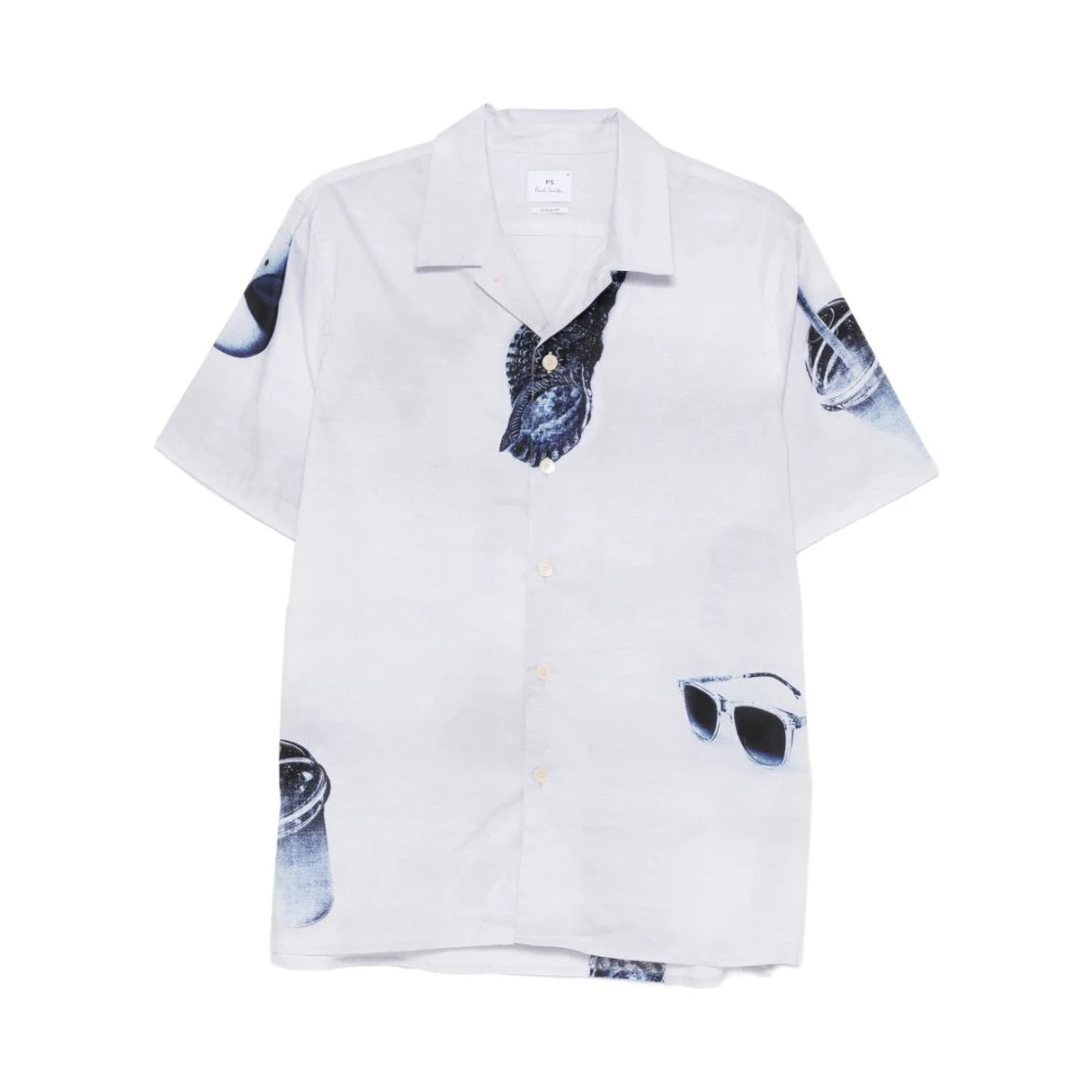 Paul Smith Mannelijk Grijs Overhemden Heren, M, Printed Short-Sleeve Shirt