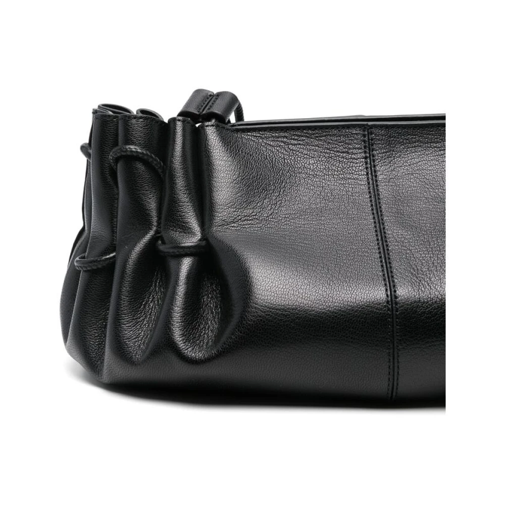 Hereu Zwarte Schoudertas met Gerimpeld Detail Black Dames