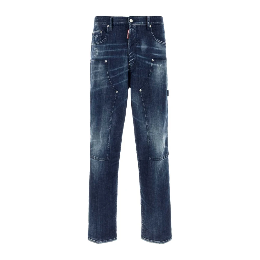 Dsquared2 Losse Carpenter Jeans in Stretch Denim Blue Heren