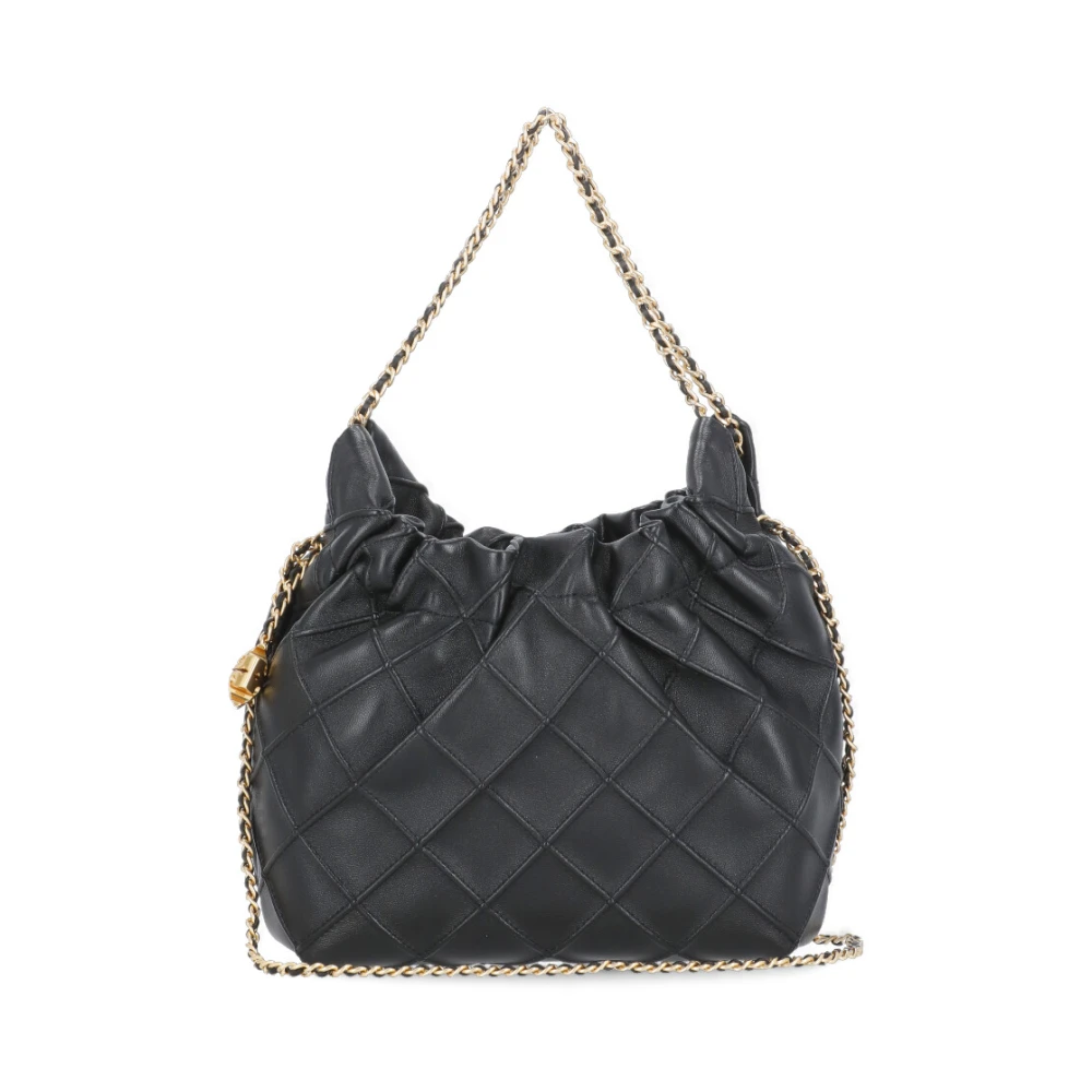TORY BURCH Zwarte leren schoudertas met ketting Black Dames