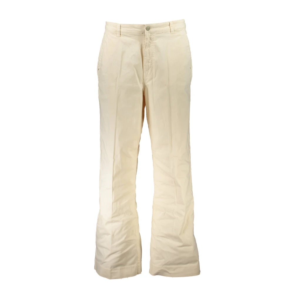Guess Women's Beige Wide Trousers, W28 L32, Wide Leg Trousers With Logo