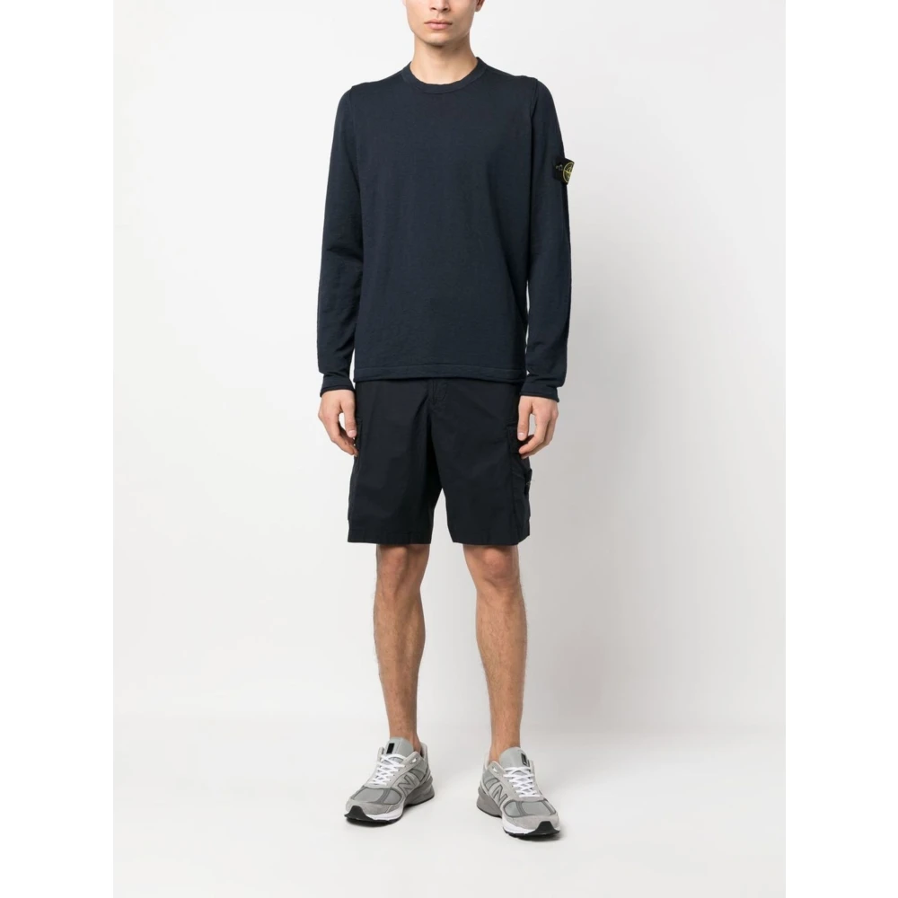 Stone Island Blauwe Sweater met Badge Detail Blue Heren