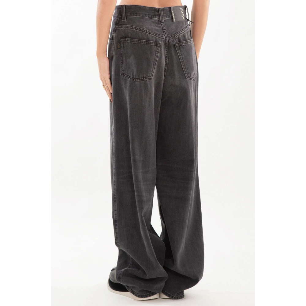 Haikure Zwarte Was Geplooide Jeans Black Dames
