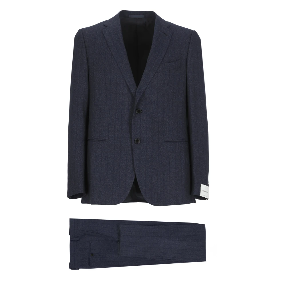 Caruso Blauw Wollen Pak Jas Klassieke Stijl Blue Heren