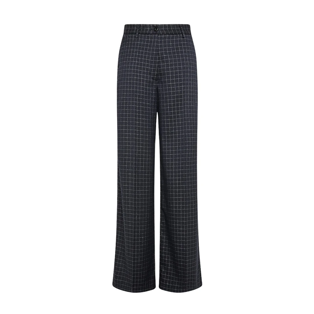 Forte Zilveren Geruite Maatwerk Broek Gray Dames