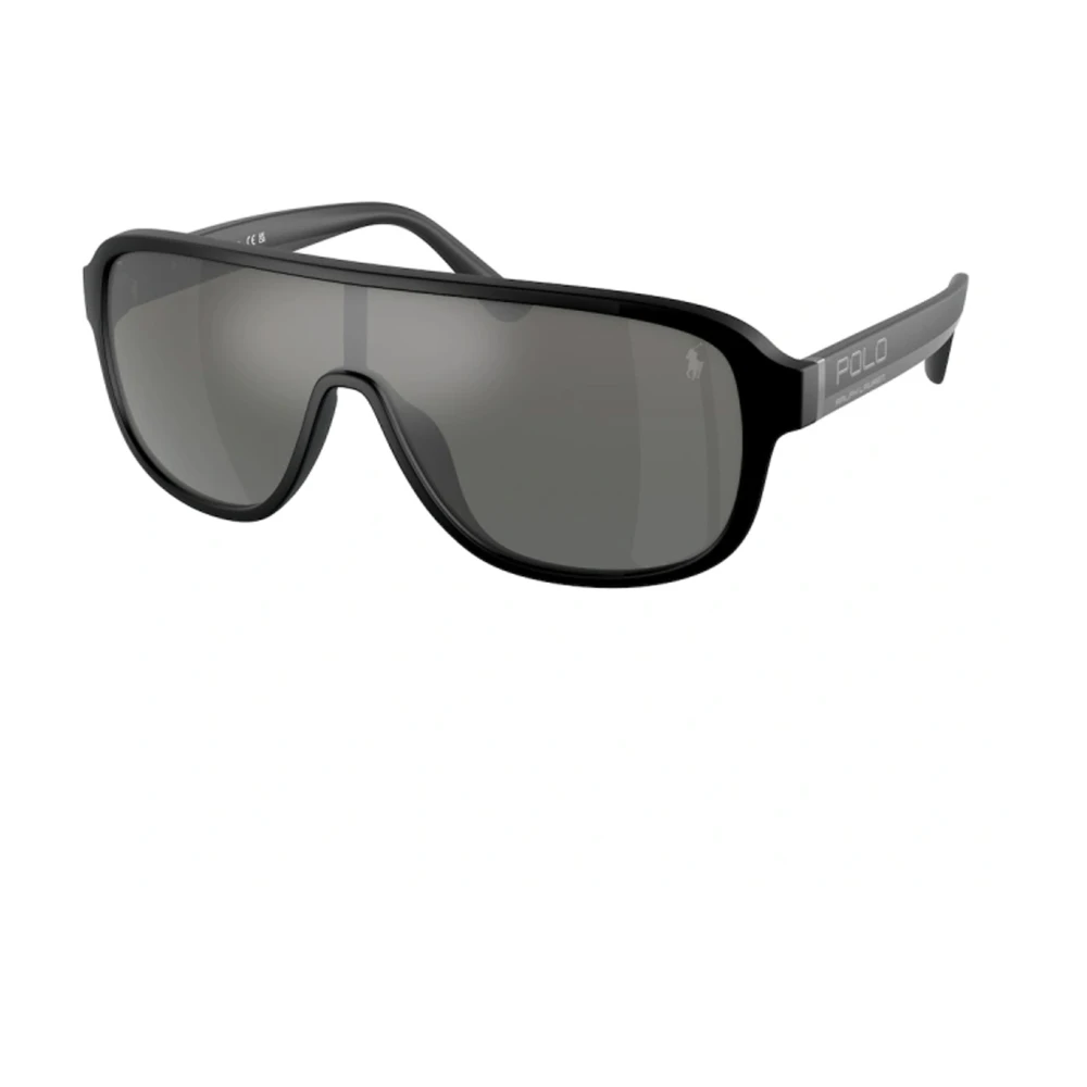 Ralph Lauren Sportiga och avslappnade solglasögon med spegelglas i grått Black, Unisex