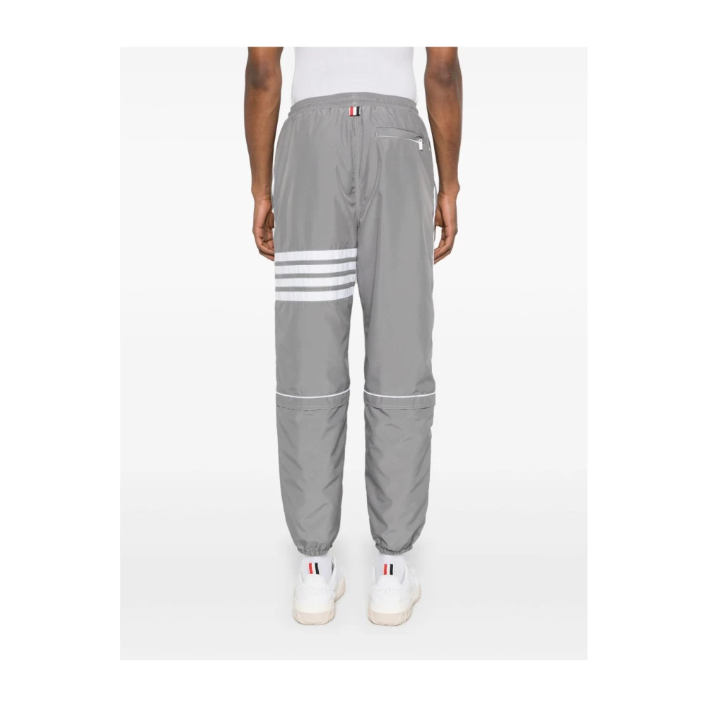 Thom Browne Grijze Straight Broek met 4-Bar Streep Gray Heren