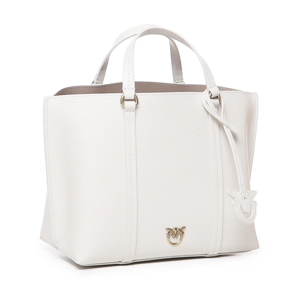 pinko Klassieke Leren Shopper Tas in Wit White Dames
