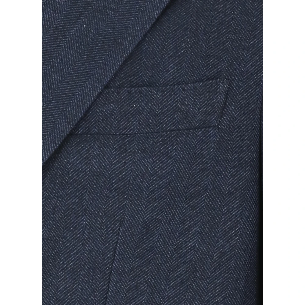 Lubiam Blauwe Katoenen Jas met Herringbone Patroon Blue Heren