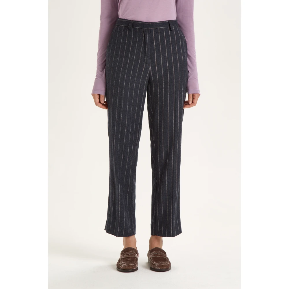 Maliparmi Gestreepte Broek Gray Dames