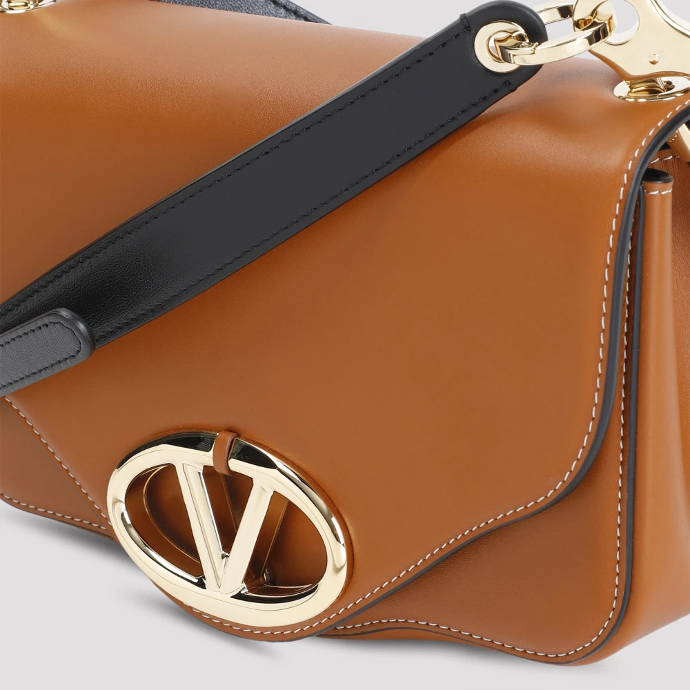 Valentino Garavani Logo Kleine Schoudertas Natuurlijk Tan Brown Dames