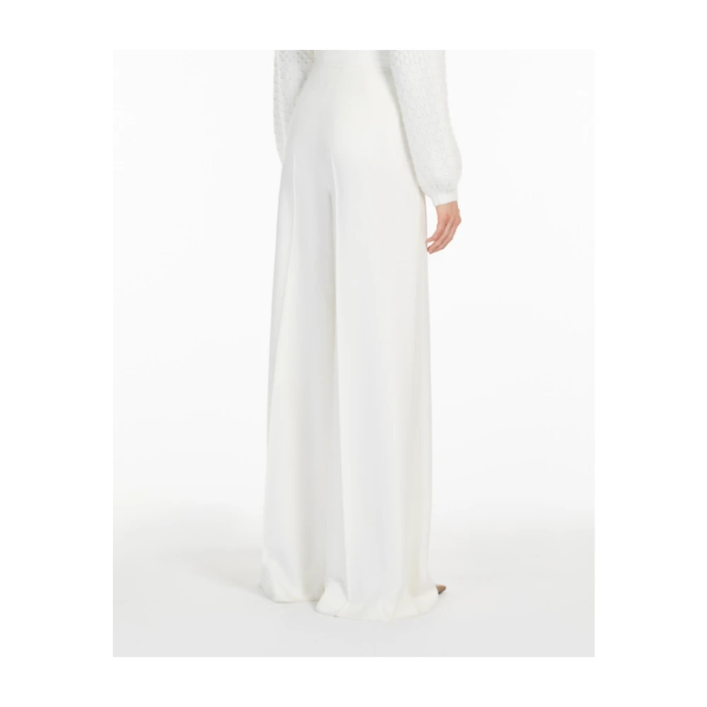Max Mara Luxe Wol Wijde Pijp Broek White Dames