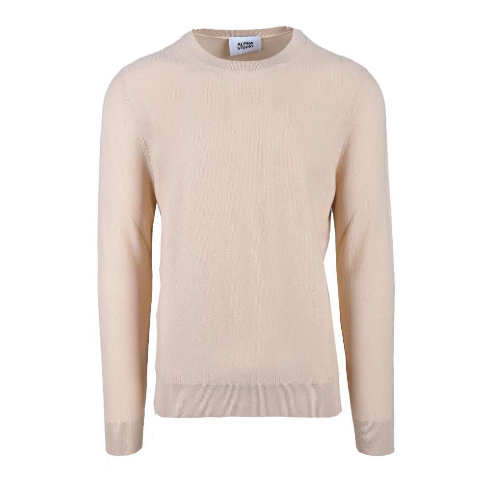 Alpha Studio Katoenen Gebreide Top Beige Heren