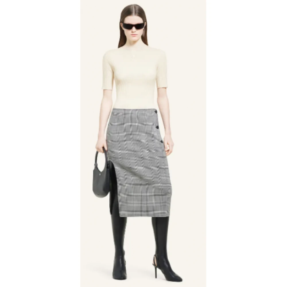 Courrèges Luxe Prince de Galles Rok Gray Dames