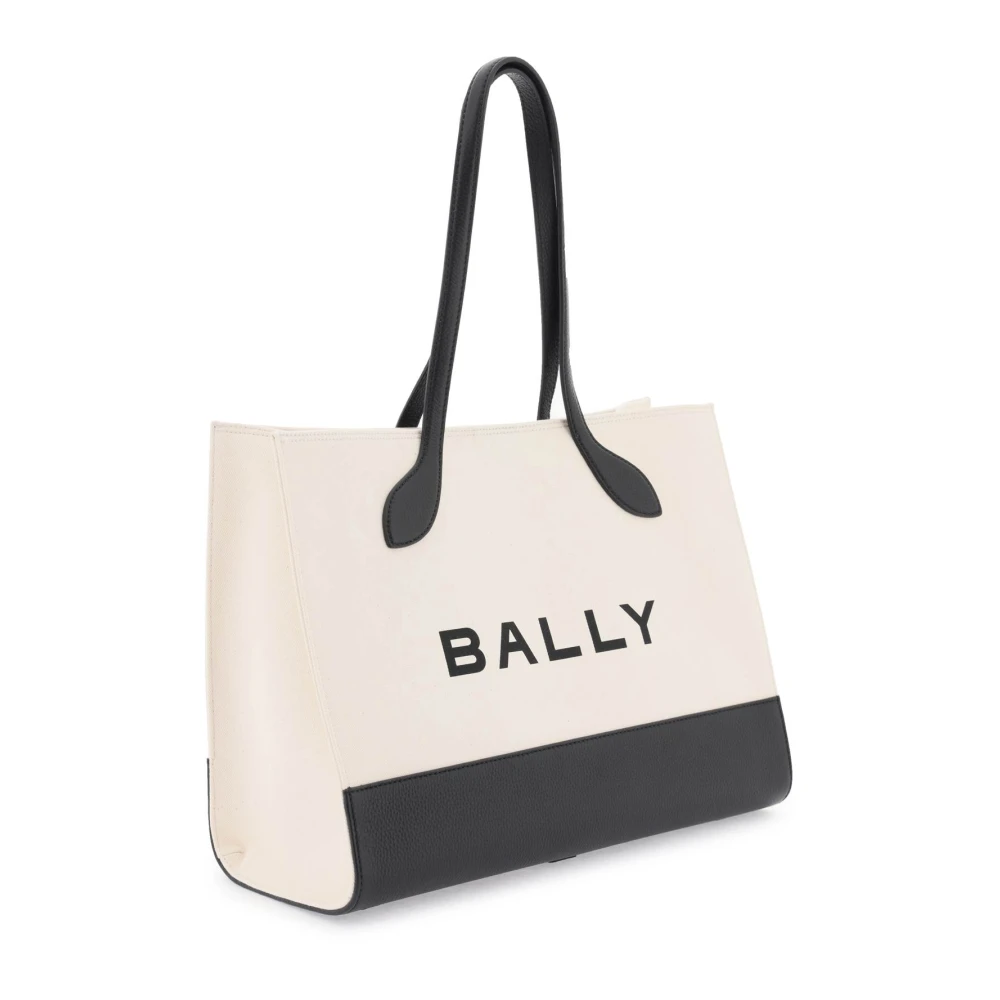 Bally Keep-On Cotton Tote Bag White Dames