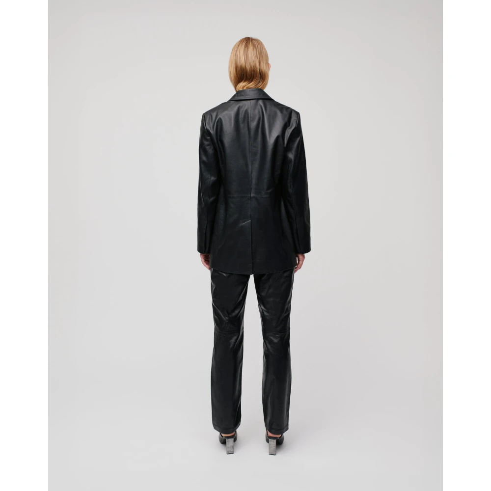 IVY OAK Boxy Leren Blazer Black Dames