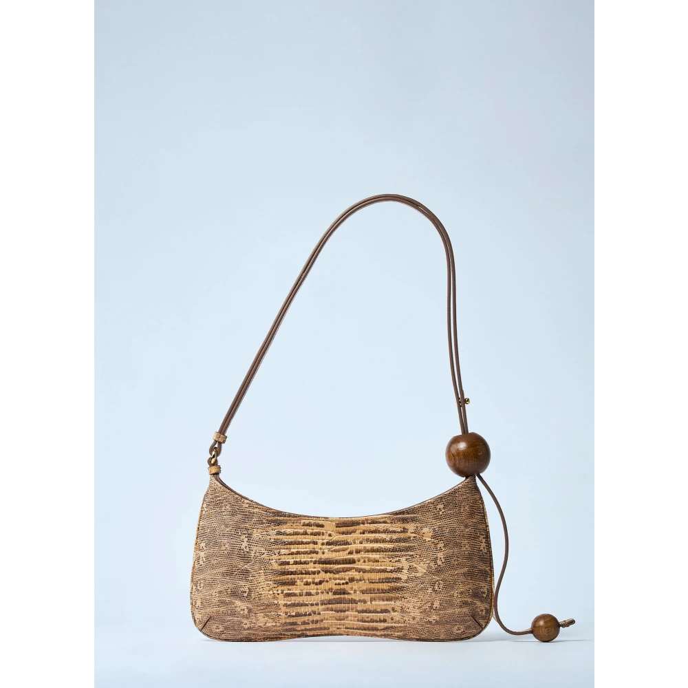 Jacquemus Slangenhuid Perle Schoudertas Beige Dames