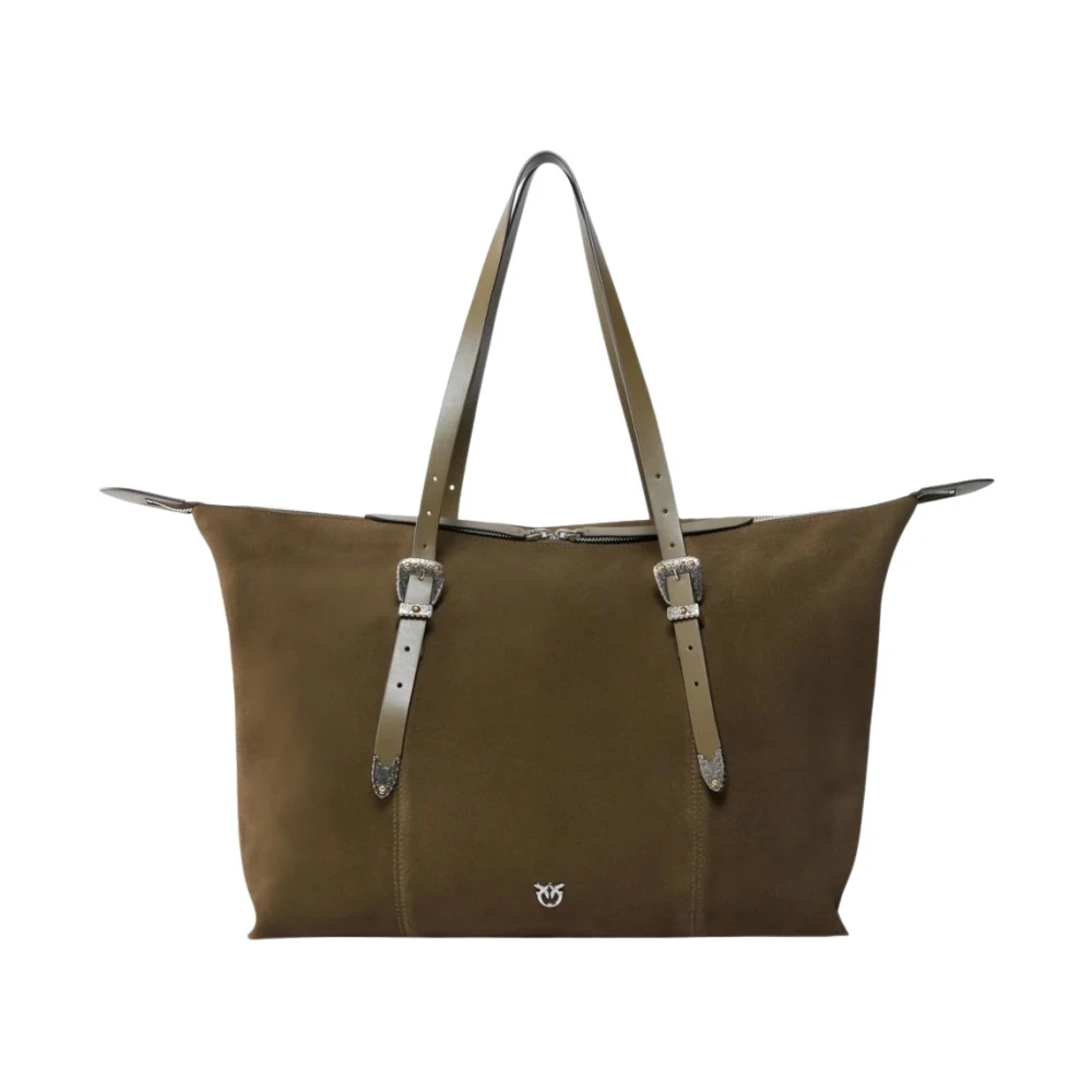 Pinko Donna Verde - Tote Bag Rettangolare In Camoscio - Bags - One Size