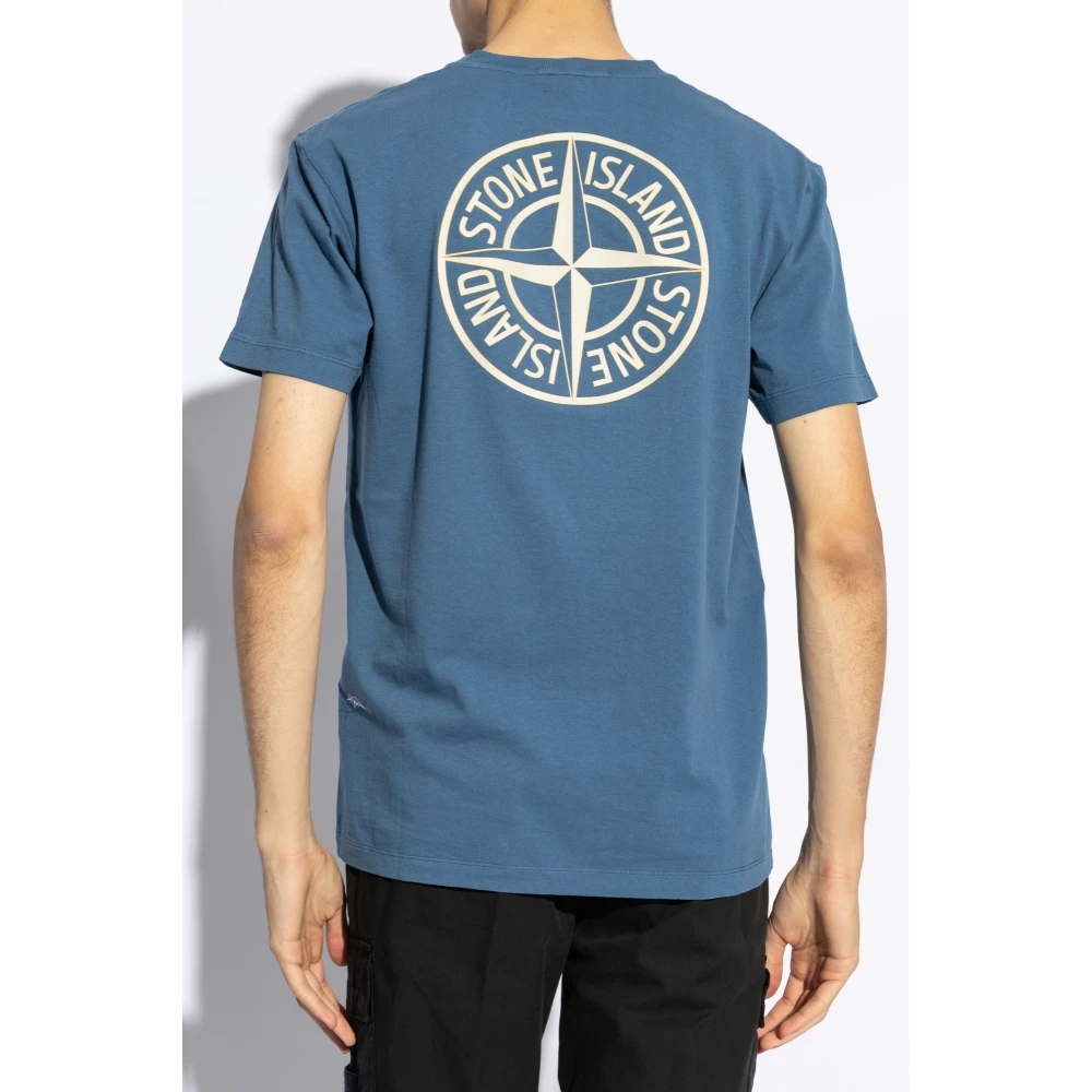 Stone Island T-shirt met logo Blue Heren