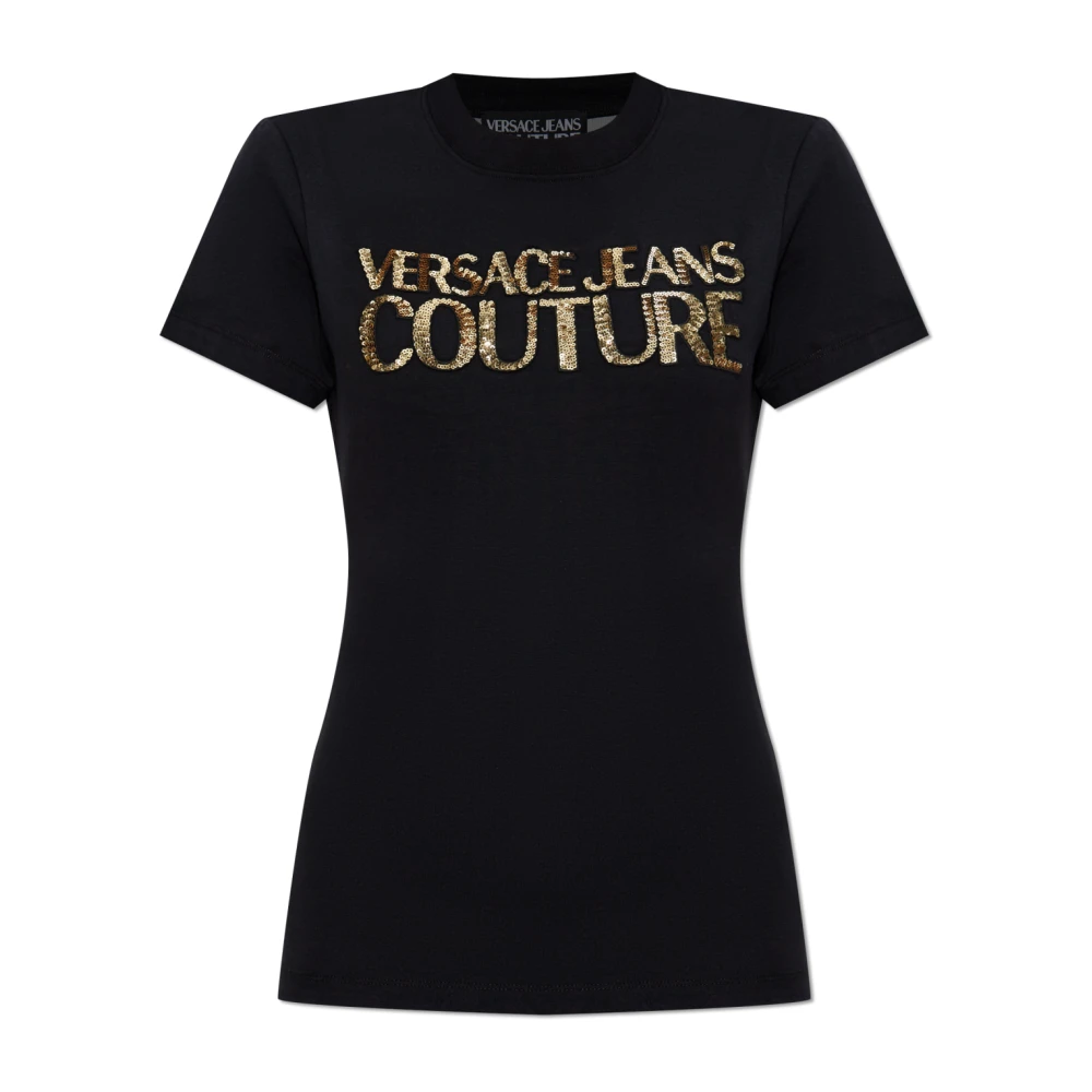 Versace Jeans Couture T-shirt met achteruitsnede Black Dames