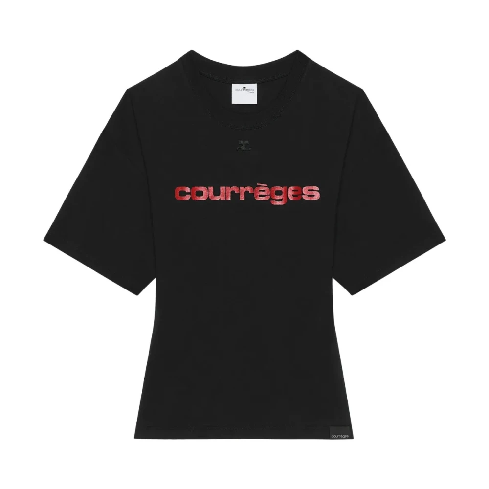 Courrèges Gedrukt T-shirt Zwart Robijn Black Dames