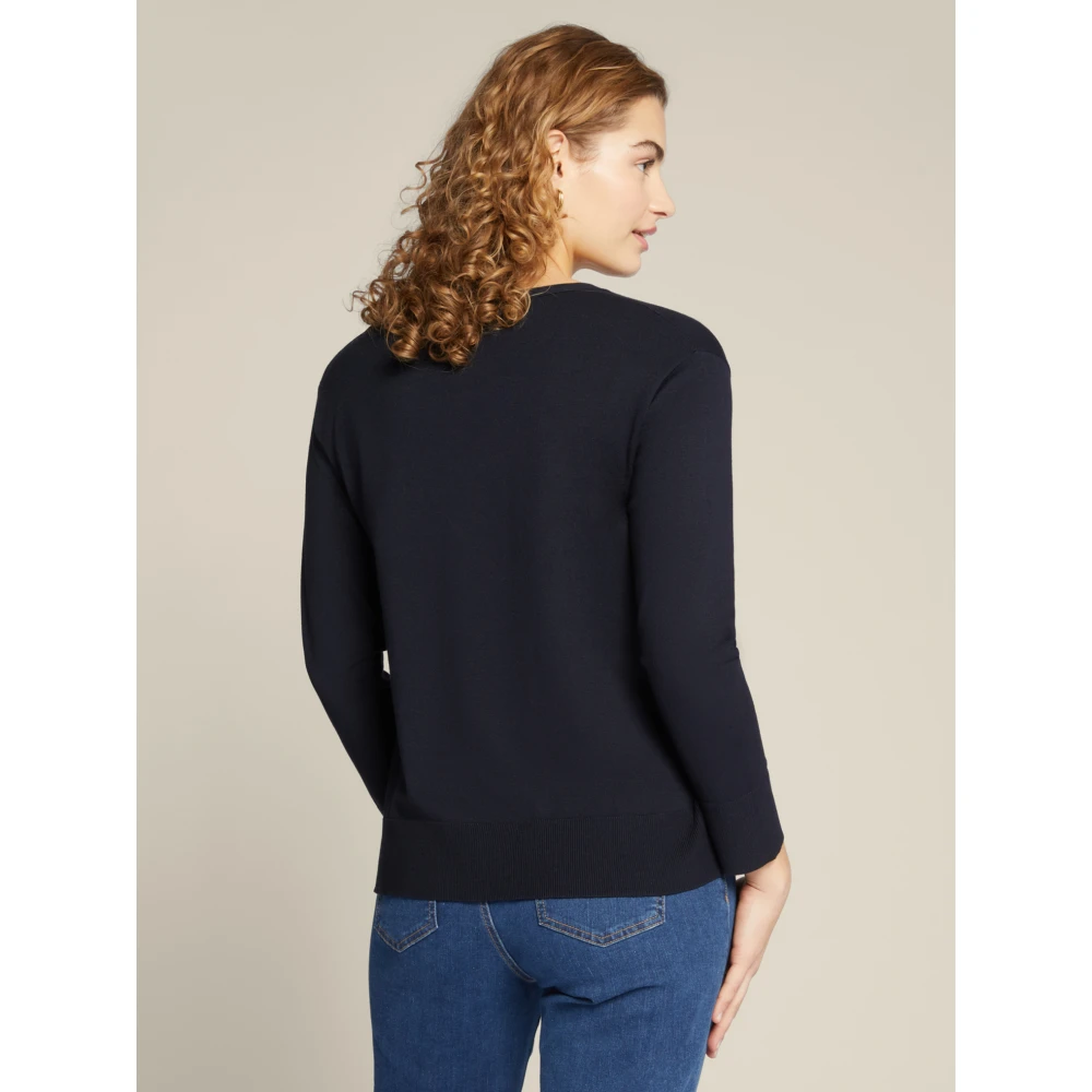 Elena Mirò V-hals Pullover in Ecovero™ Viscose Blue Dames