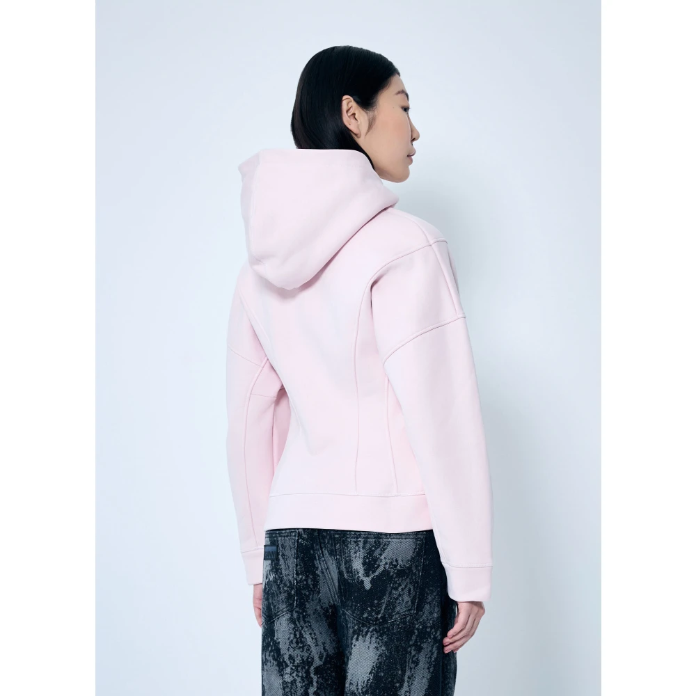 Ganni Katoen Fleece Rits Hoodie Pink Dames