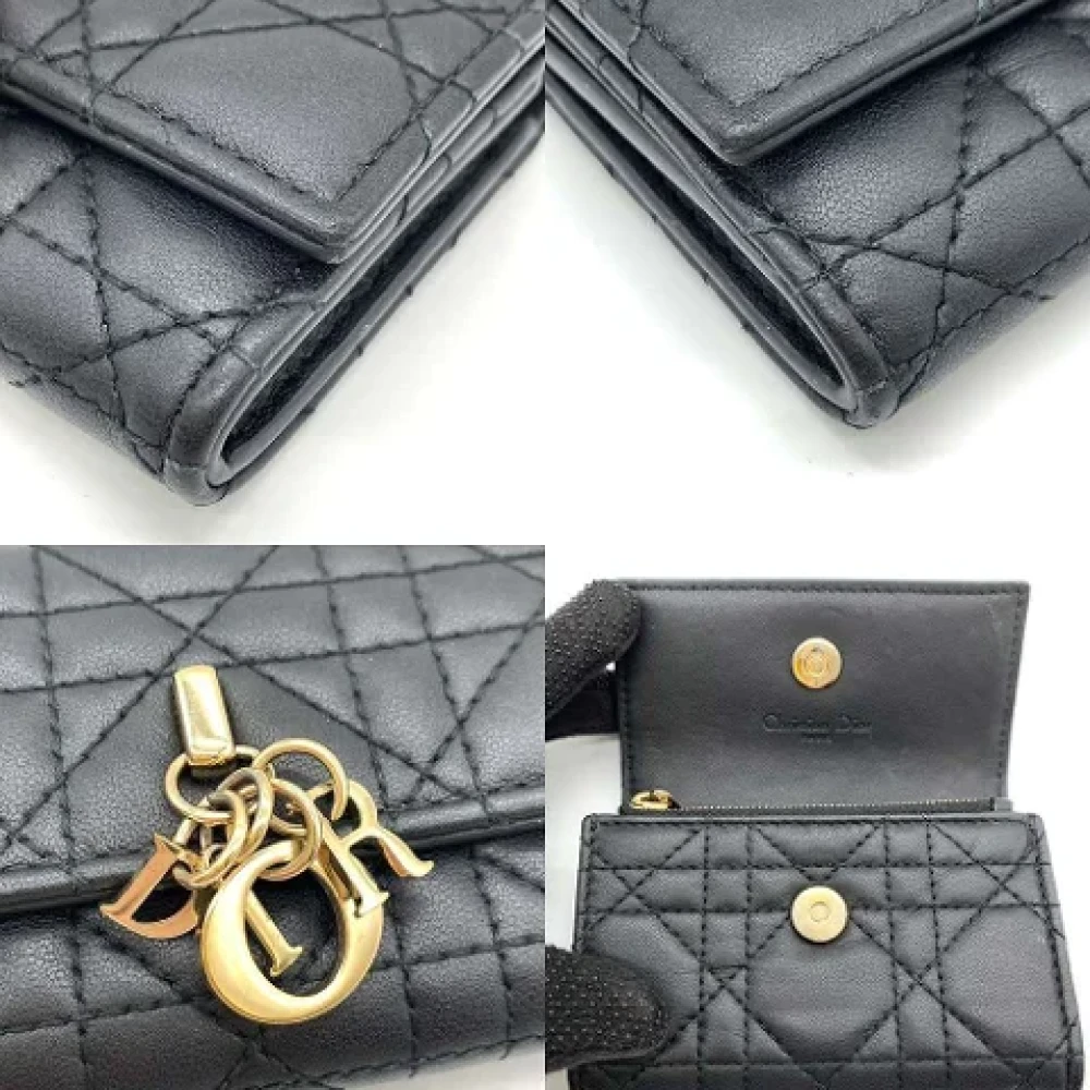 Dior Vintage Pre-owned Leather wallets Black Dames
