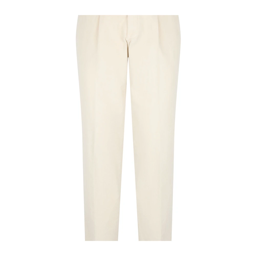 Boglioli Garment Dyed Corduroy plisserade Chinos White, Herr