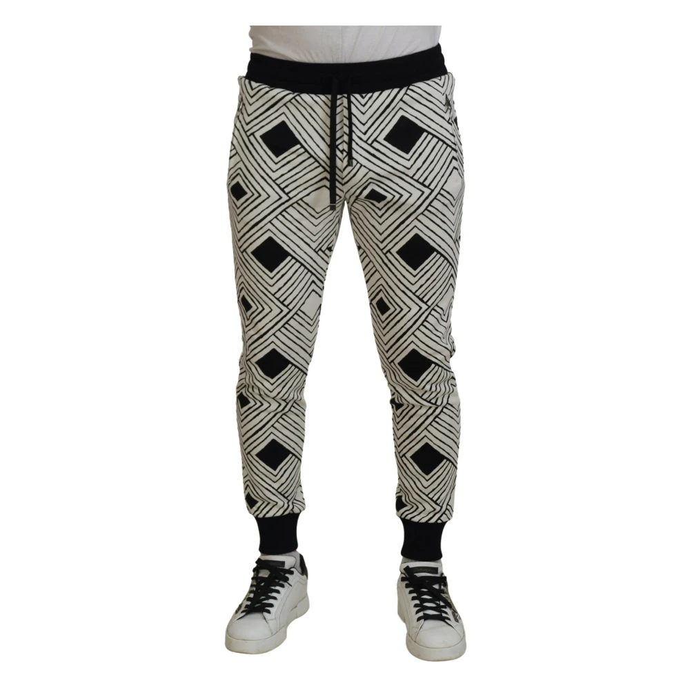 Dolce & Gabbana Men's White Elegant Monochrome Sport Joggers Small