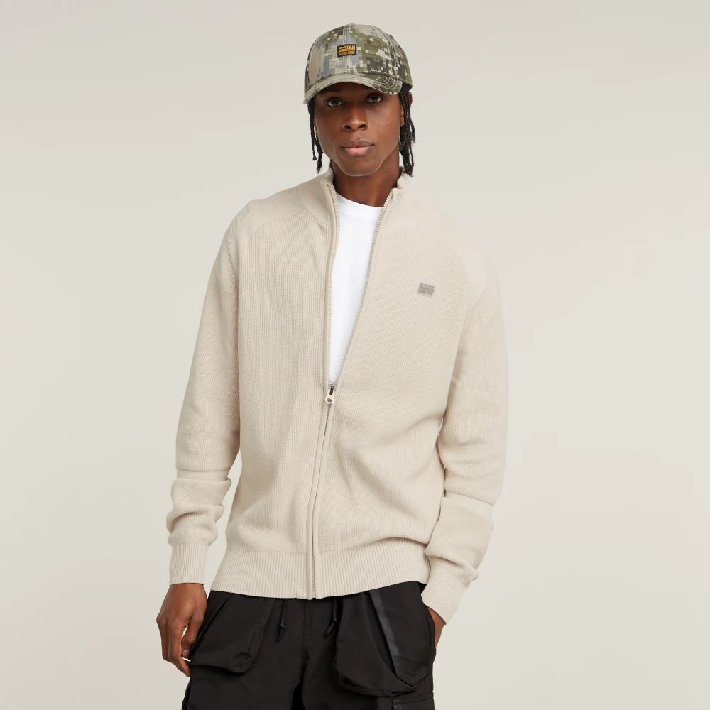 G-Star Klassieke Zip Gebreide Trui Beige Heren