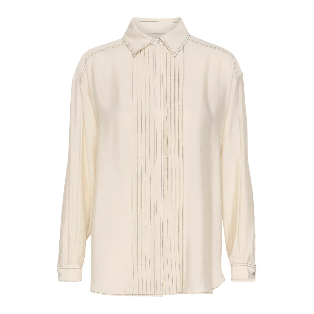 Part Two Elegant Birch Blus med Skjortkrage Beige, Dam