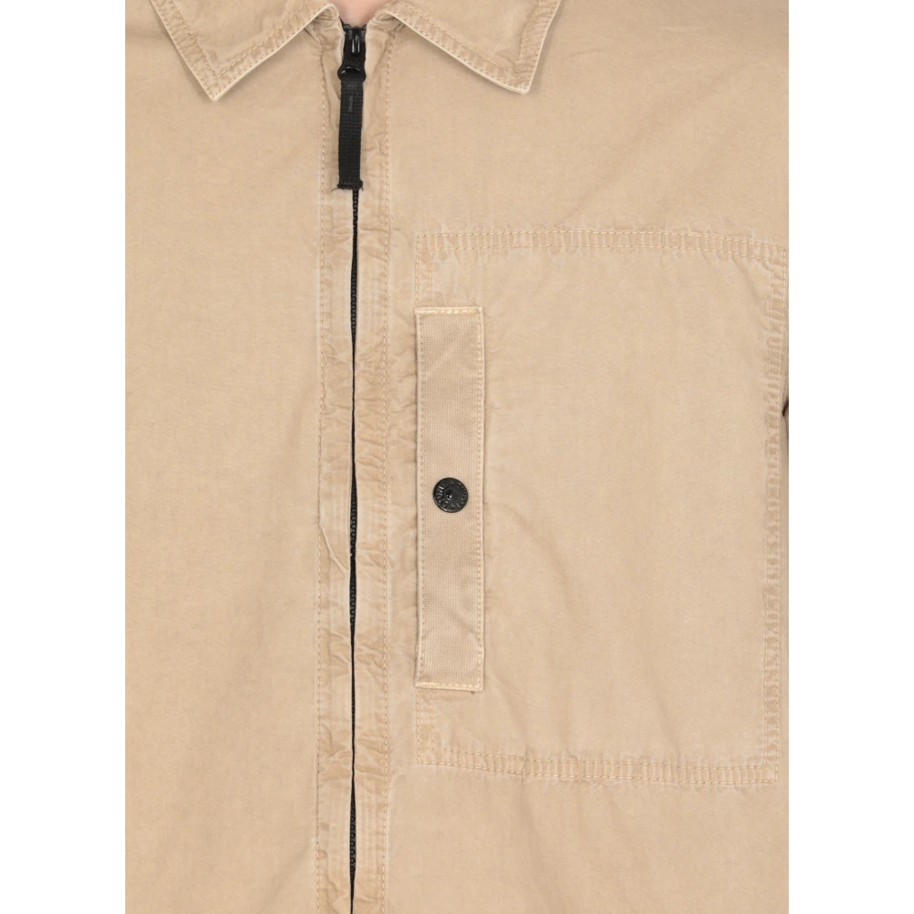 Stone Island Beige Katoenen Overhemd met Kraag Beige Heren