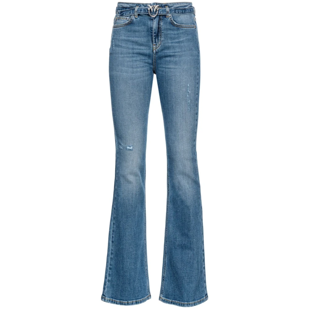 Pinko Blauwe Denim Love Birds Jeans Blue Dames