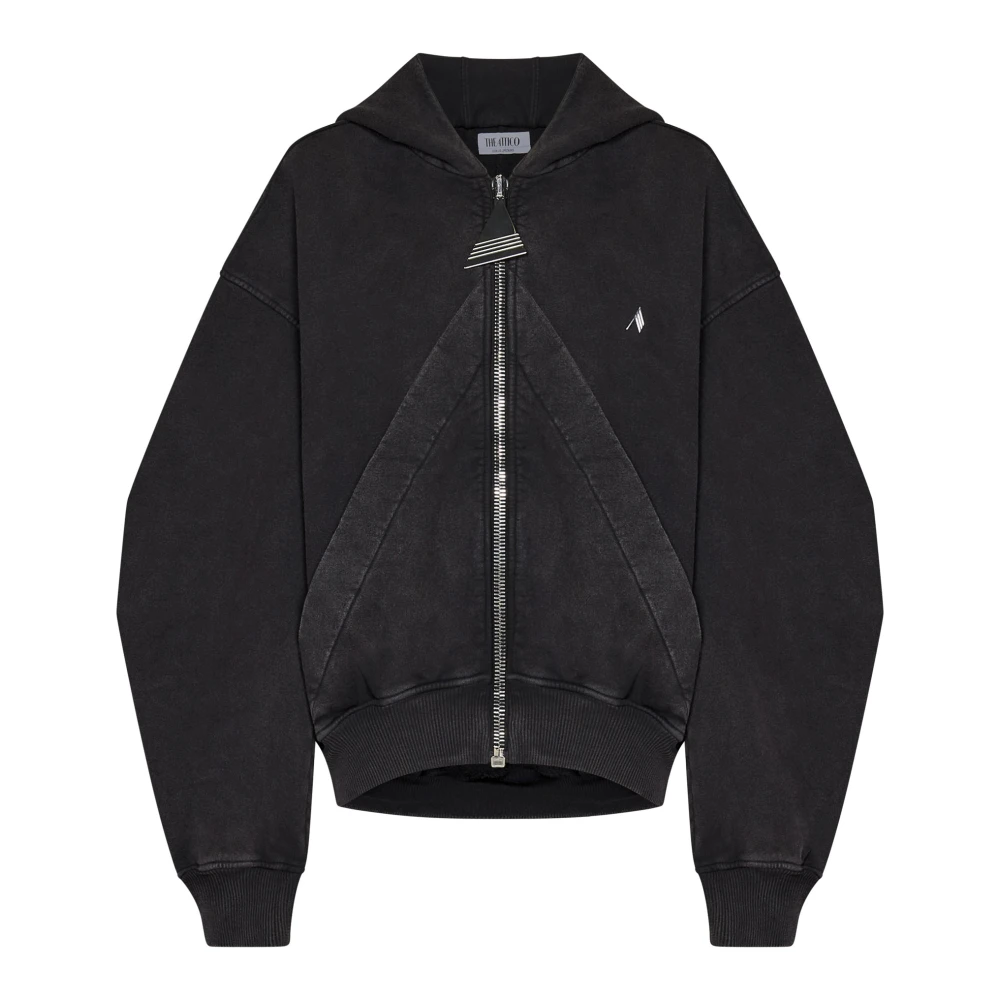 The Attico Chique Zwarte Zip-Up Hoodie Sweatshirt Black Dames