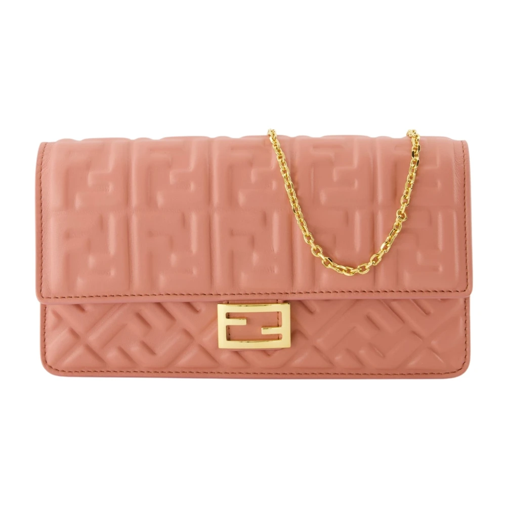 Fendi Vrouw Roze Tassen Dames, One Size, Leer, Wallet On Chain Baguette