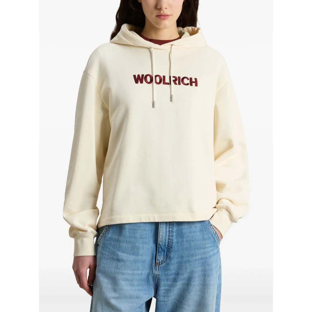 Woolrich Witte Fleece Katoenen Trui White Dames