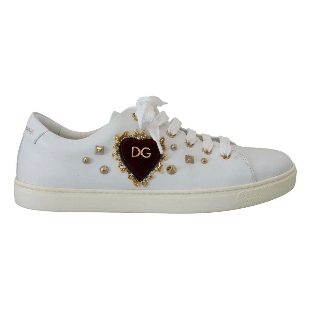 Dolce & Gabbana Mujer Doradas Zapatillas De Cuero Con Tachuelas