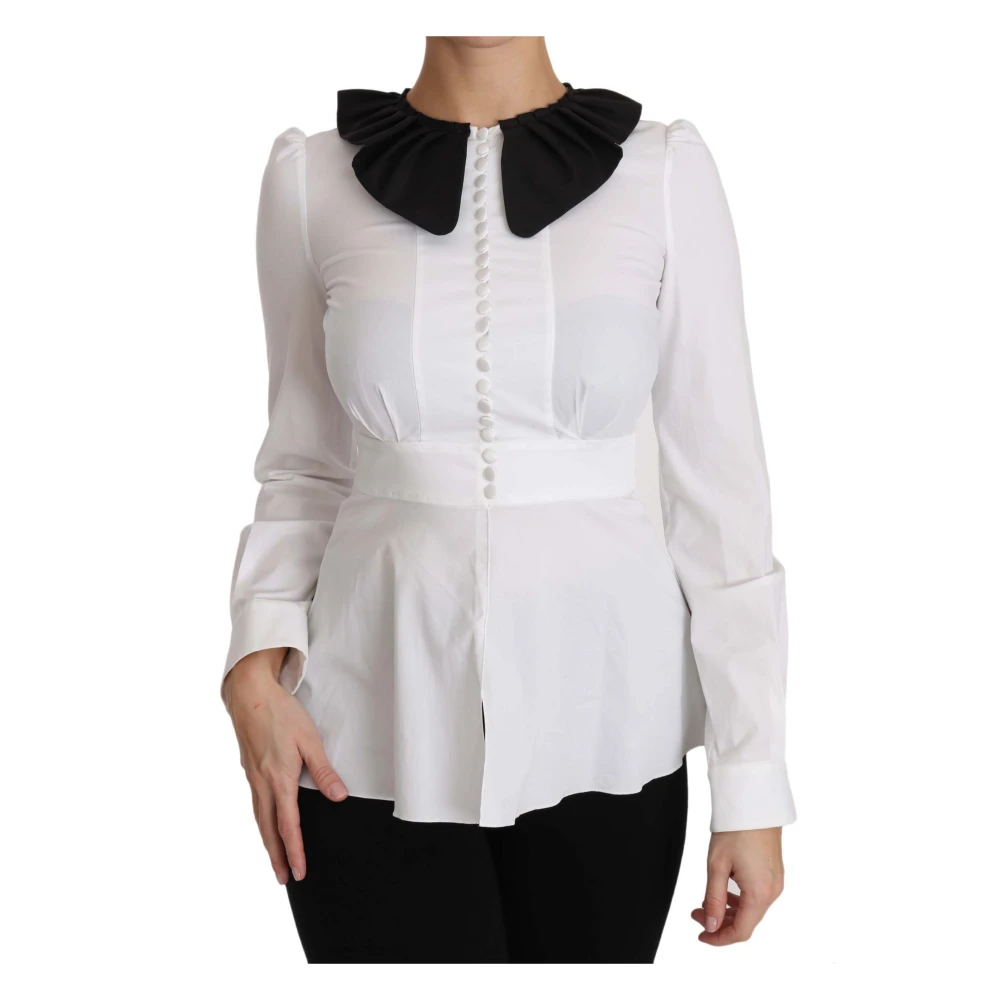 Dolce & Gabbana Witte Kraag Lange Mouw Blouse Top White Dames