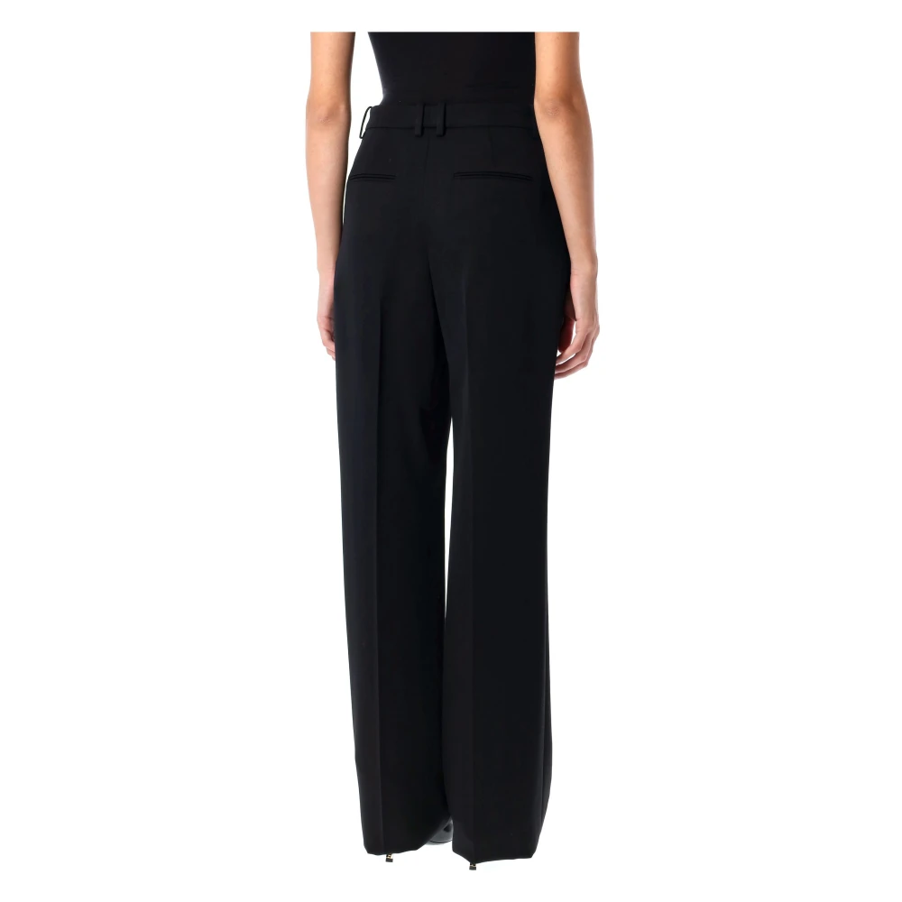 Saint Laurent Wool Grain de Poudre Broek Black Dames